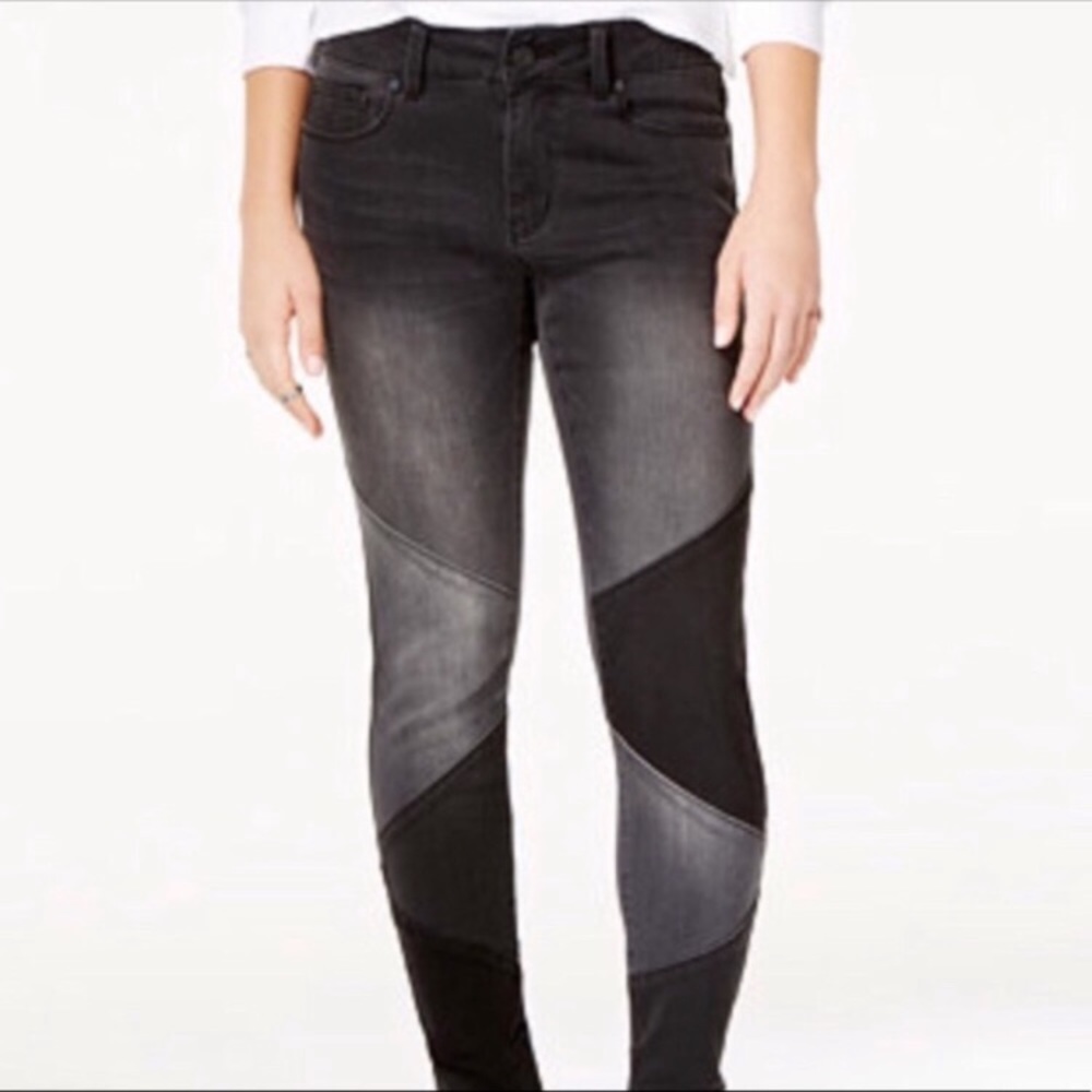 Indigo Rein Black and Grey Colorblock Skinny Jeans